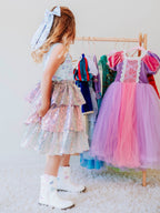 Sequin Tiered Dress - Magical Day Cotton Lined Pastel Sparkle