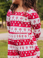 Leggy Romper - Ornaments and Bows Lined Scoop Back Pockets