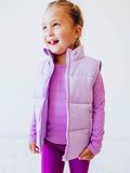 Puffer Vest - Soft Lavender Zip Polyester Lined Collar