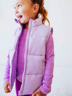 Puffer Vest - Soft Lavender Zip Polyester Lined Collar