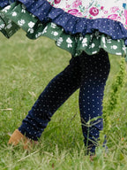 Stretch Leggings - Navy Dotty Cotton Elastic Waistband