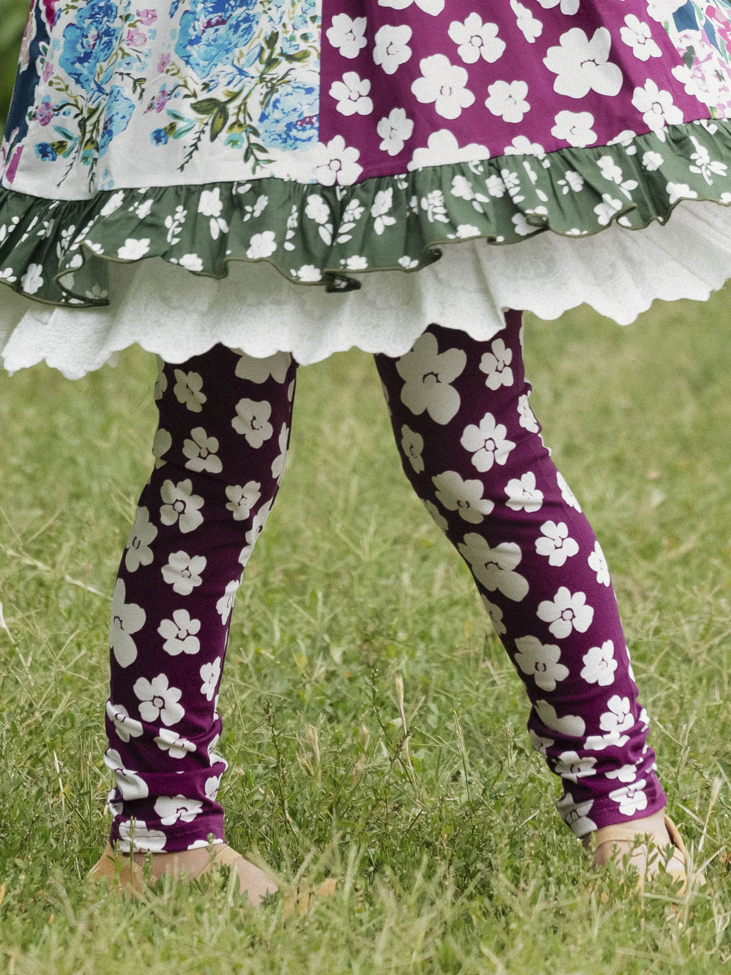 Stretch Leggings - Sugar Plum Floral Cotton Spandex