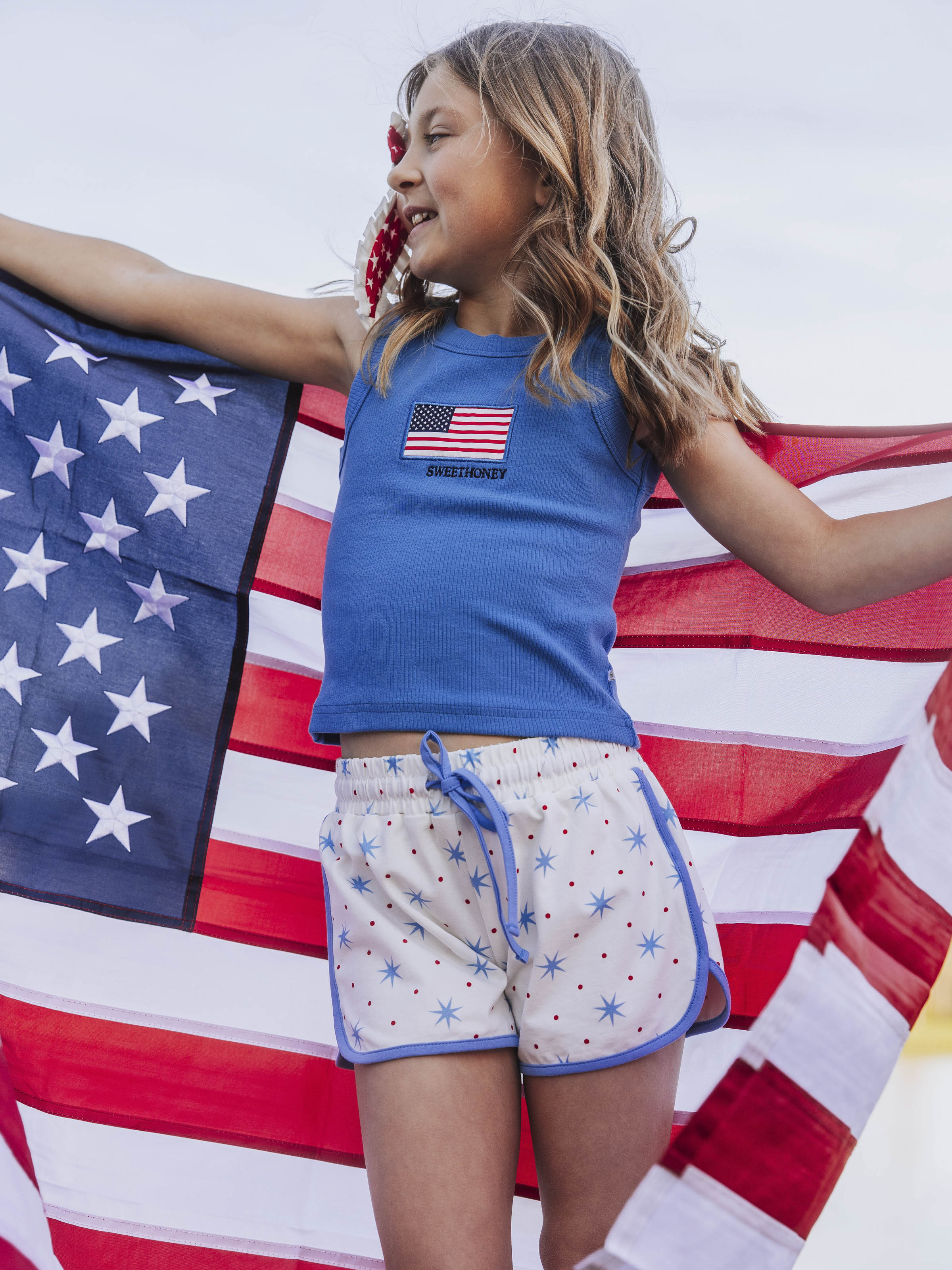 Athletic Shorts - Sparkler Celebration Cotton Spandex Drawstring
