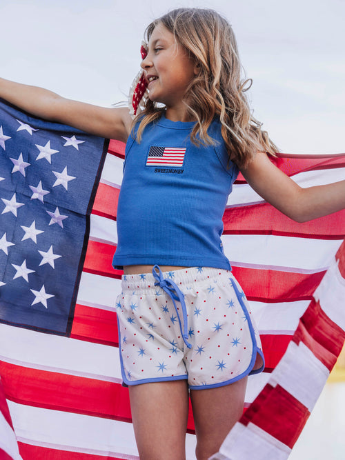 Athletic Shorts - Sparkler Celebration Cotton Spandex Drawstring