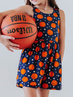 Short Leggy Romper - Basketball Allstars Navy Scoop Back