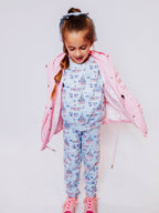 Puffer Jacket - Rose Mist Nylon Zip Hood Pockets Toggle Waist
