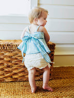 Denim Bloomers - White Cotton Lined Elastic Ruffled Hem