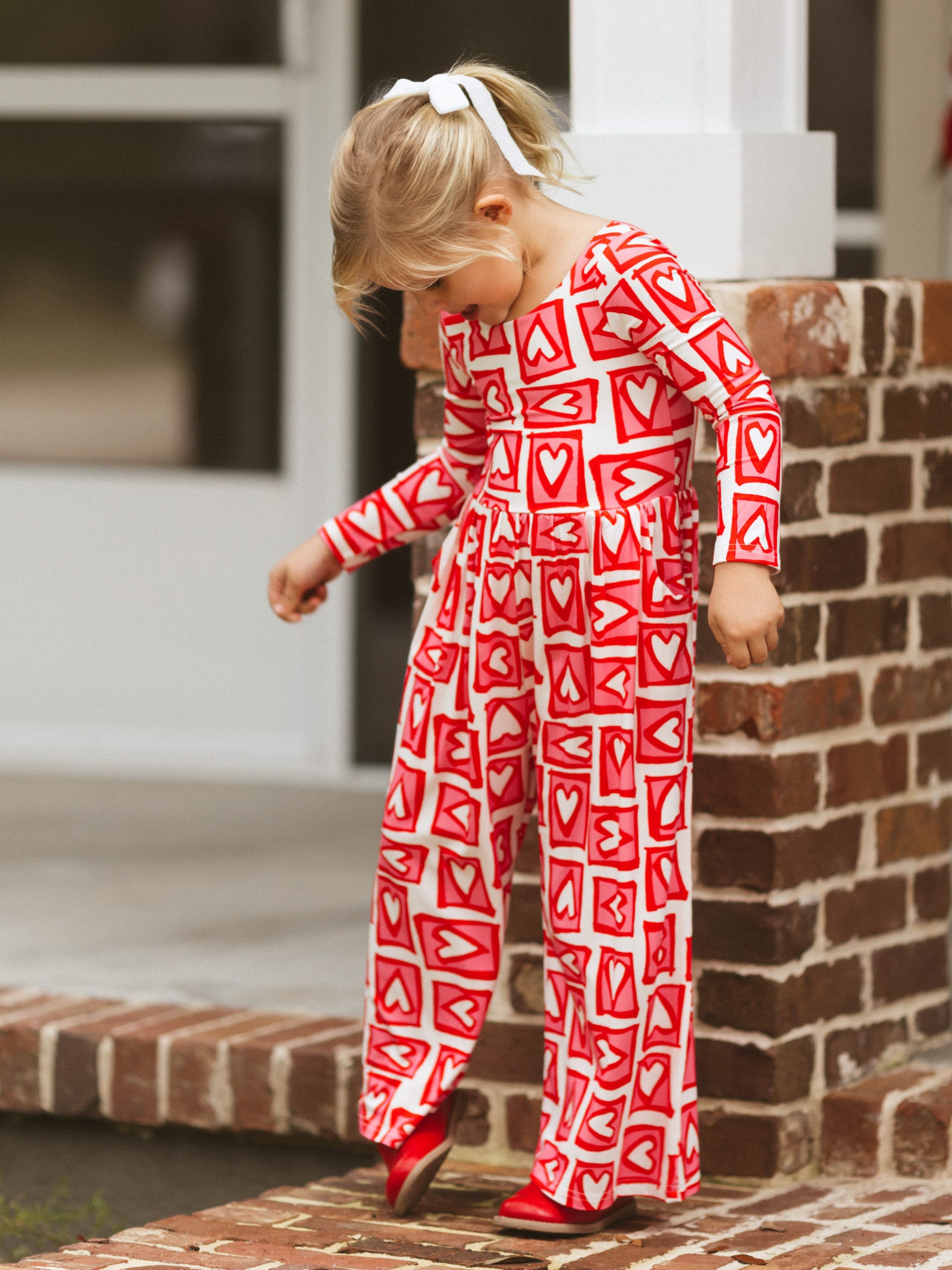 Leggy Romper - Fun Hearts Viscose Lined Pockets Scoop Back