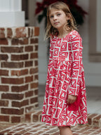 Ribbed Knit Dress - Fun Hearts Cotton Spandex Stretch Fitted