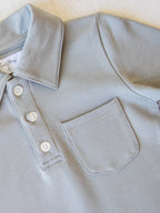 Long Sleeve Polo Shirt - Steel Gray Unisex Button