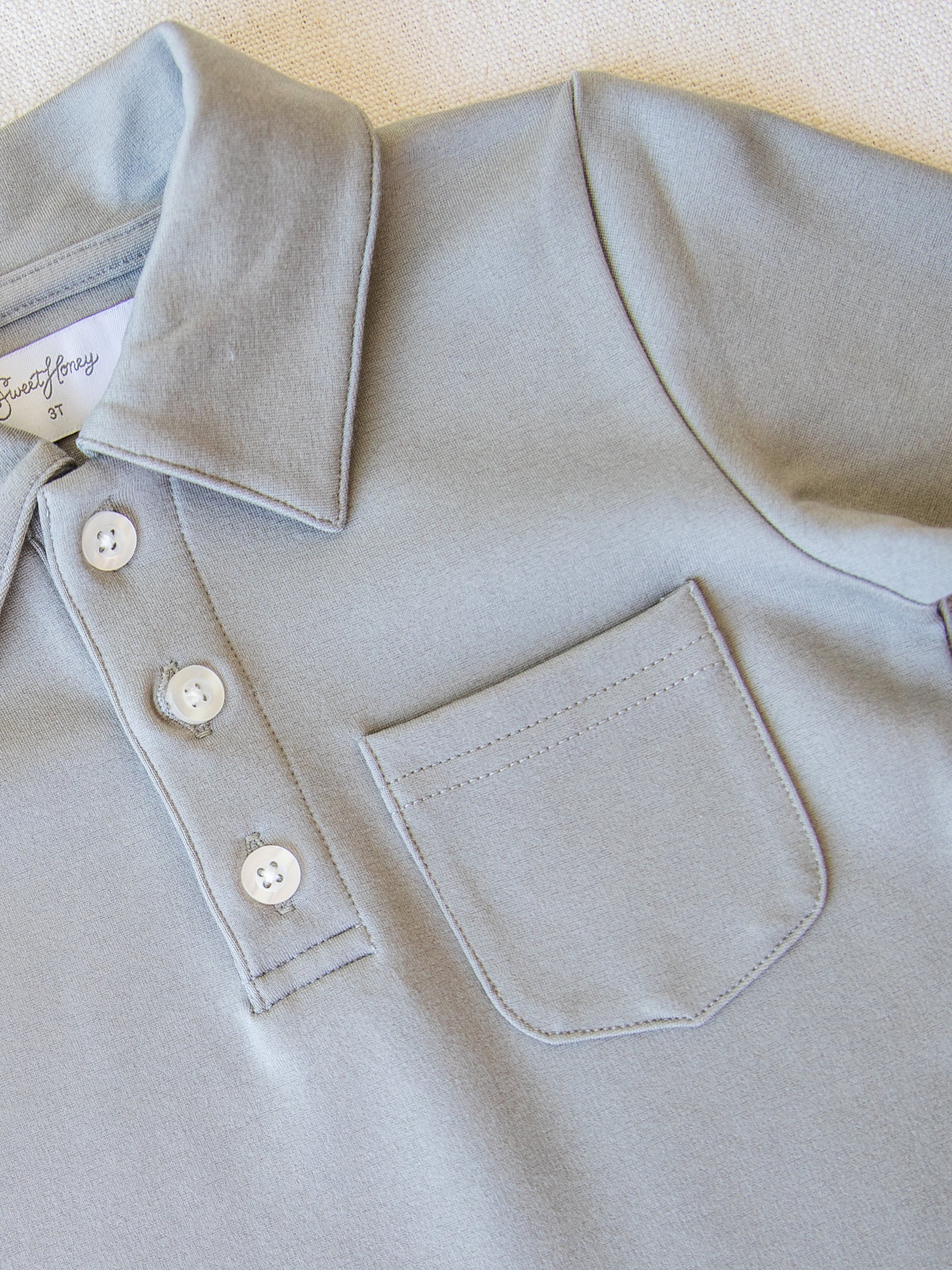 Long Sleeve Polo Shirt - Steel Gray Unisex Button