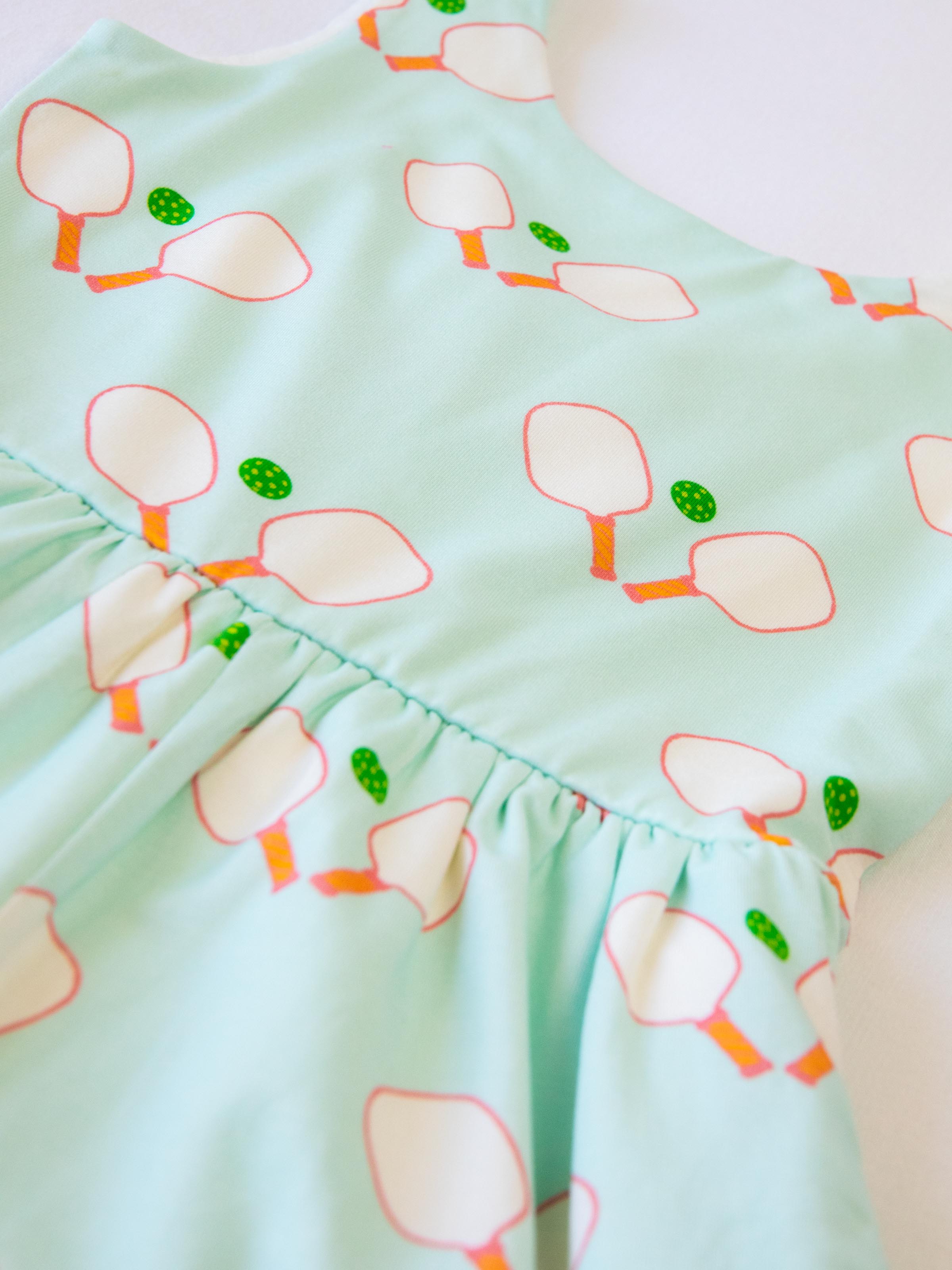 Short Leggy Romper - Pickleball Print Lined Hidden Pockets