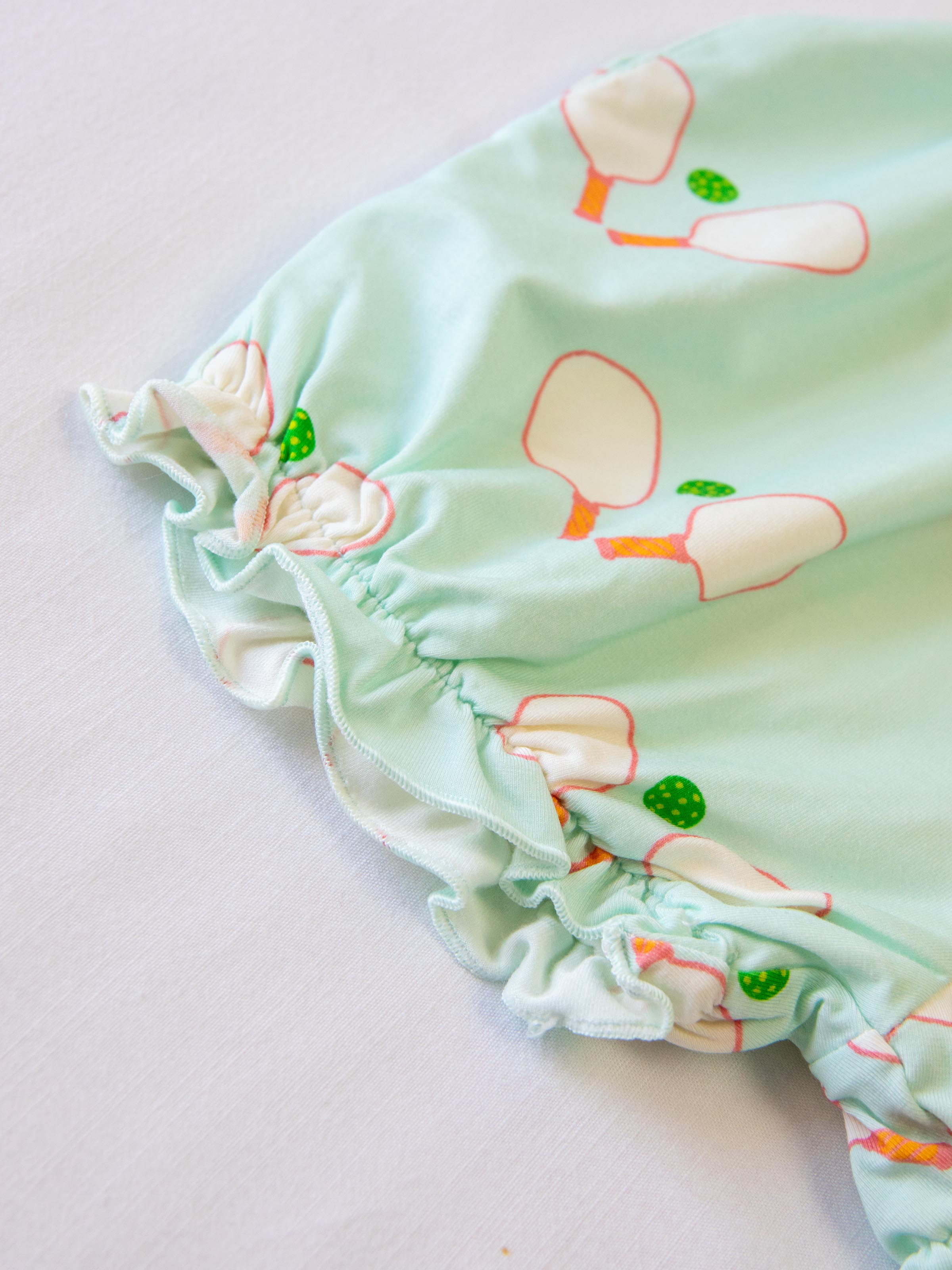 Short Leggy Romper - Pickleball Print Lined Hidden Pockets