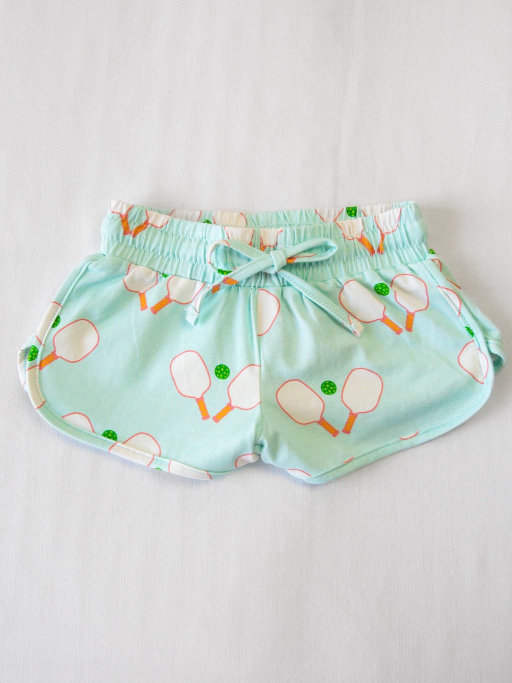 Athletic Shorts - Pickleball Print Cotton Drawstring Above Knee