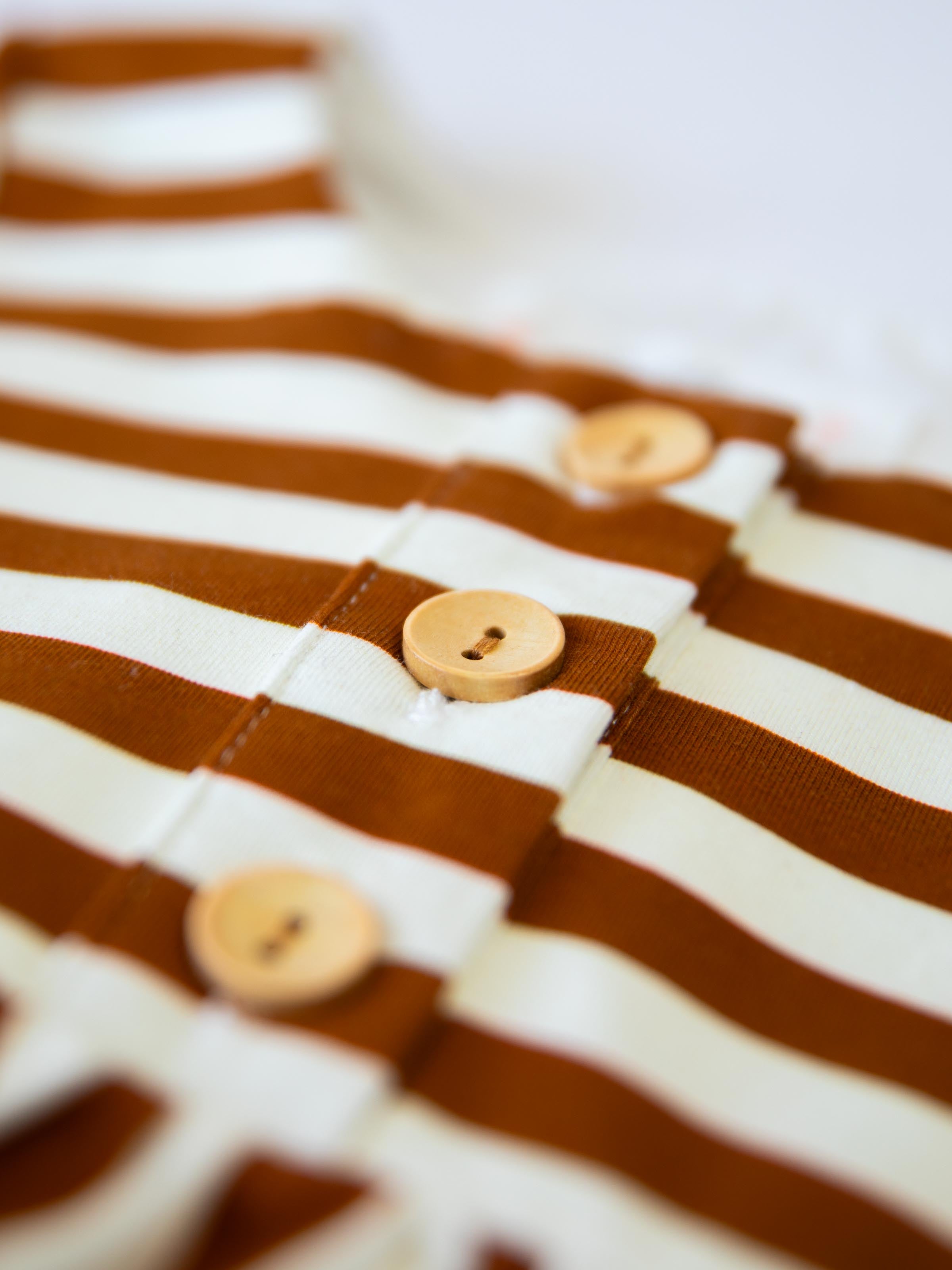 Playdate Dress - Pumpkin Spice Stripe Lined Bodice Buttons