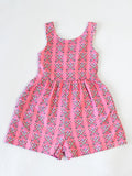 Short Leggy Romper - Baseball Bats Pink Lined Pockets