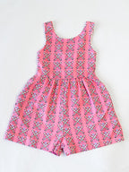 Short Leggy Romper - Baseball Bats Pink Lined Pockets