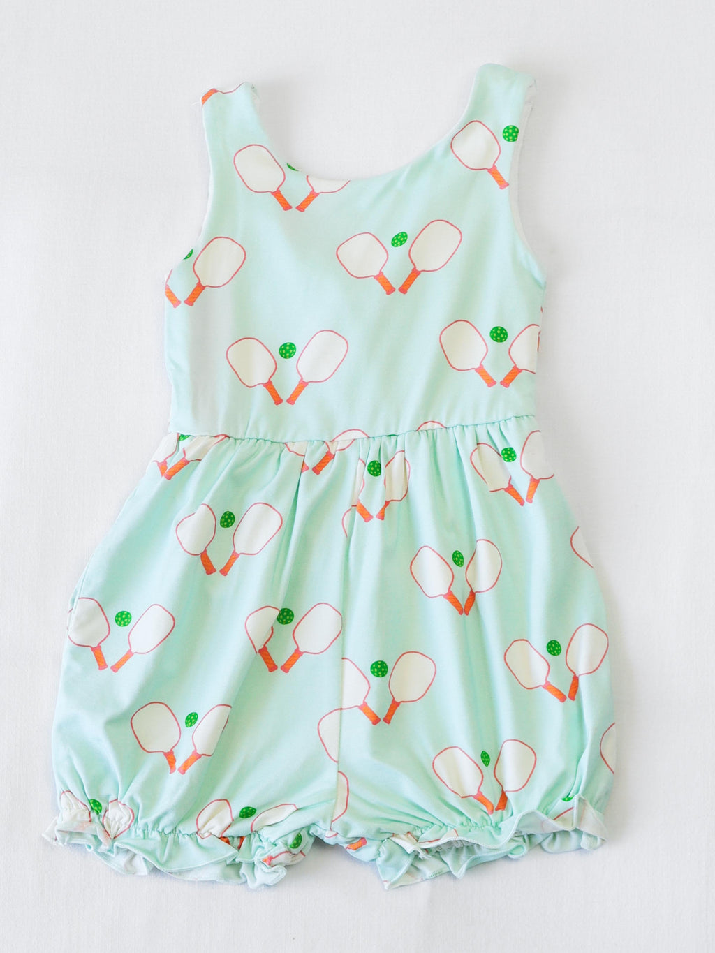 Short Leggy Romper - Pickleball Print Lined Hidden Pockets
