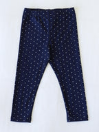Stretch Leggings - Navy Dotty Cotton Elastic Waistband
