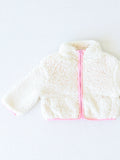 Sherpa Full Zip Jacket - Cream Polyester Mesh Lined Cuffs