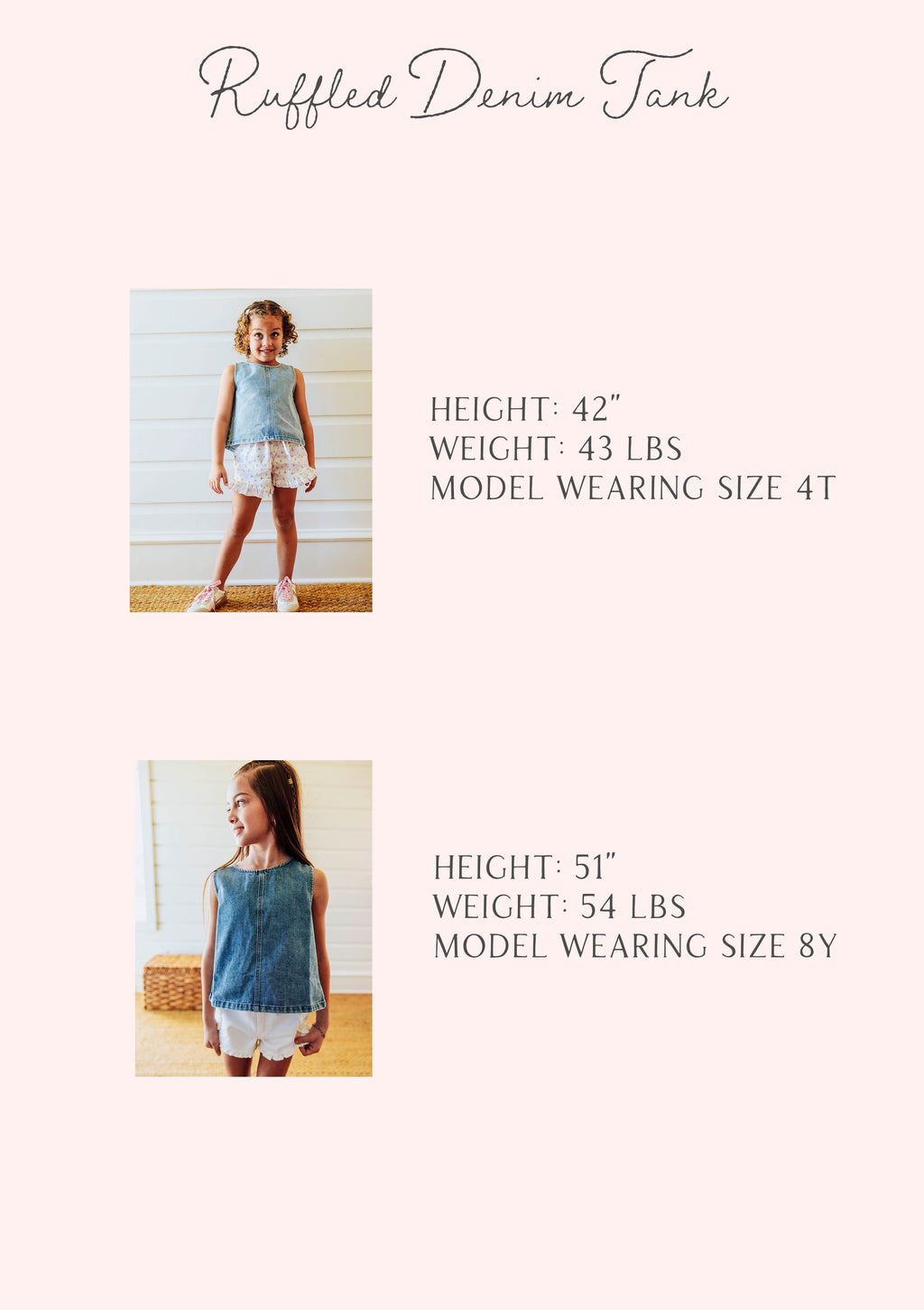 Ruffled Denim Tank - Light Wash Cotton Relaxed Button Back
