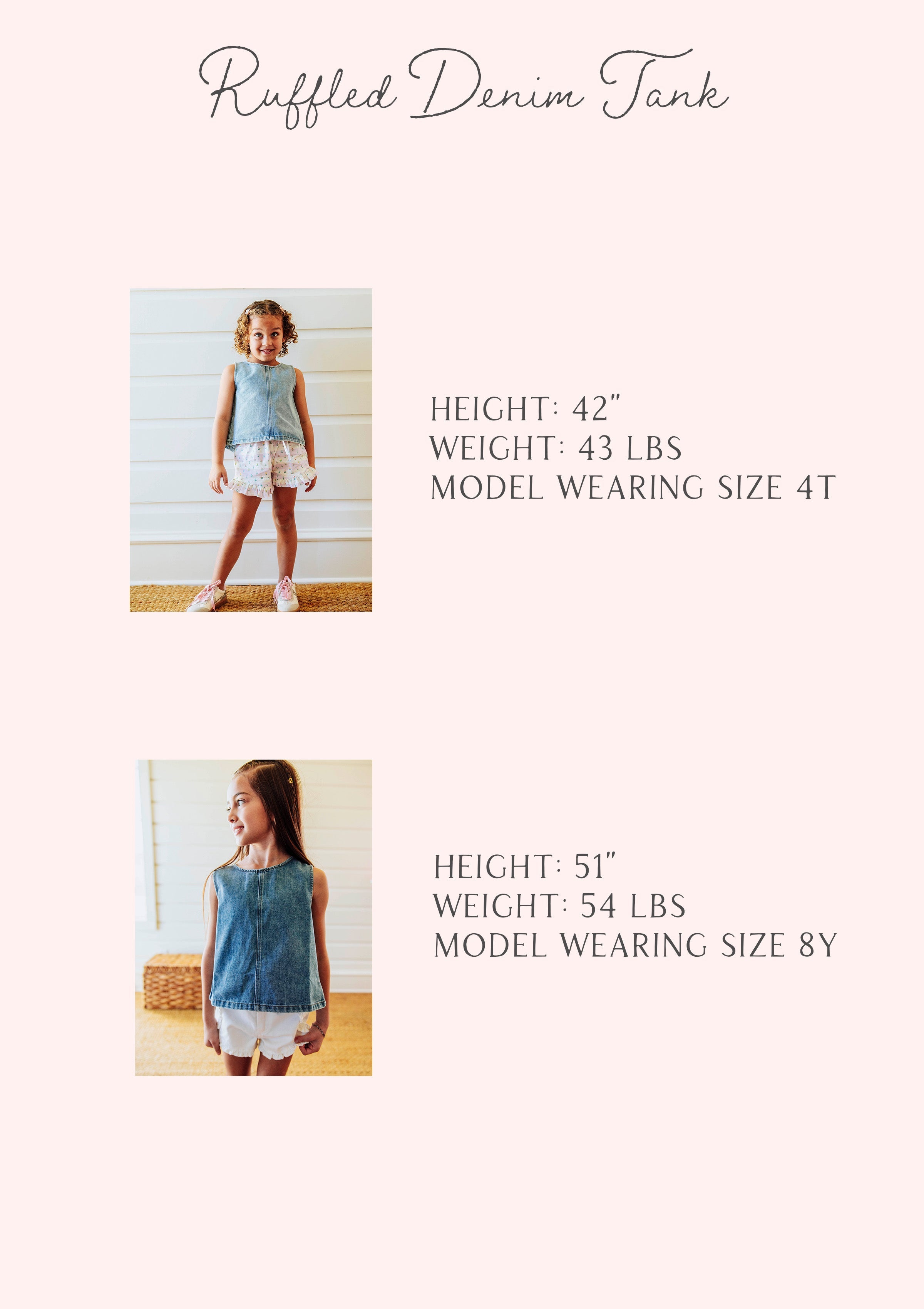 Ruffled Denim Tank - White Cotton Button Back Ruffle Accent