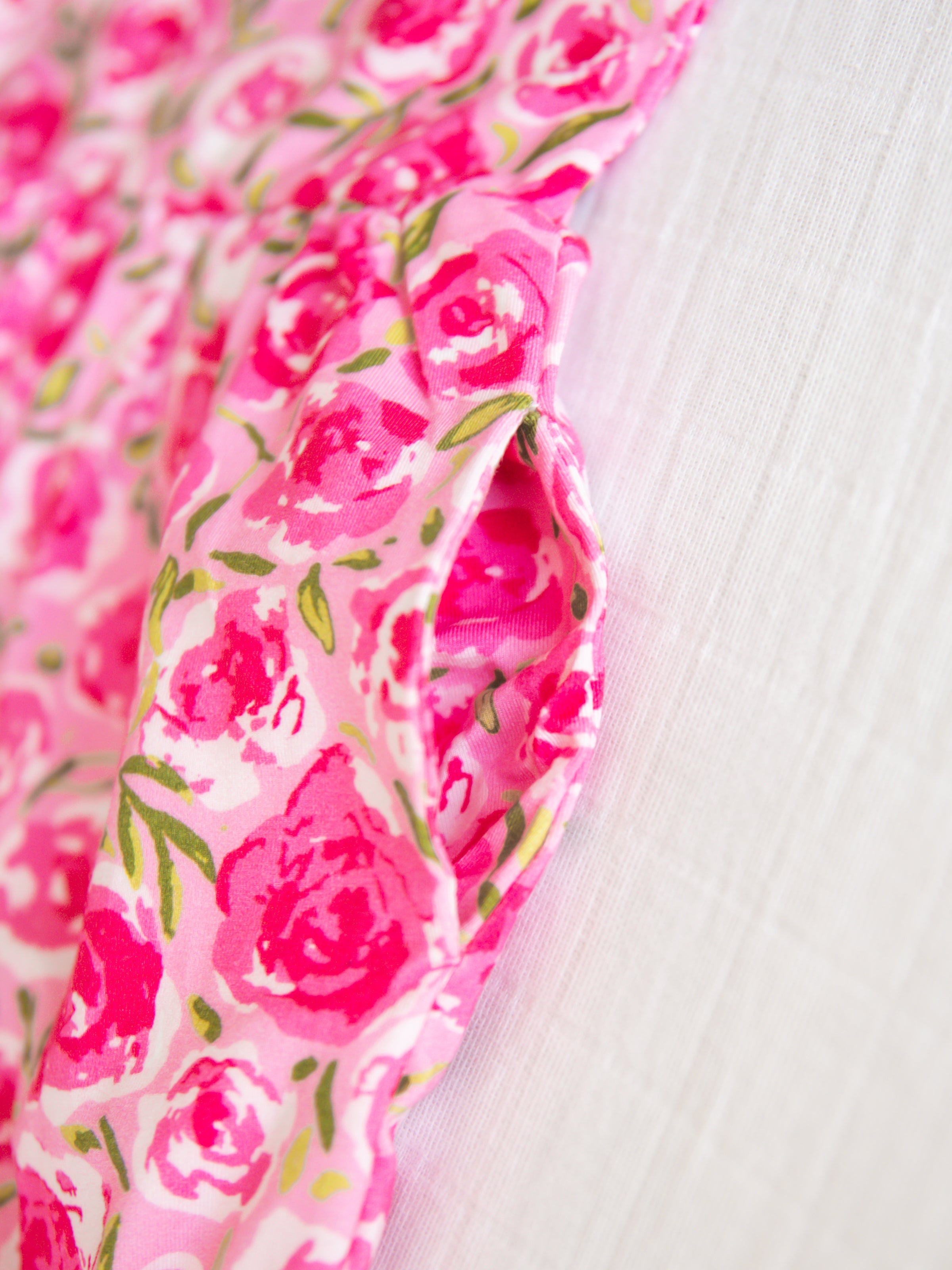 Short Leggy Romper - Covered in Roses Lined Pockets Scoop