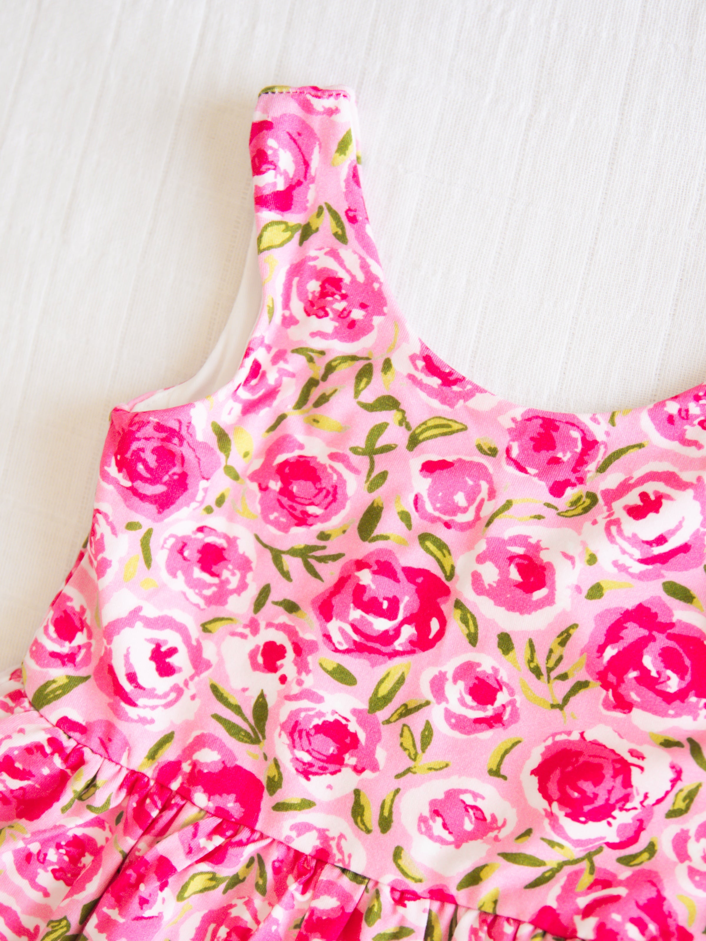 Short Leggy Romper - Covered in Roses Lined Pockets Scoop