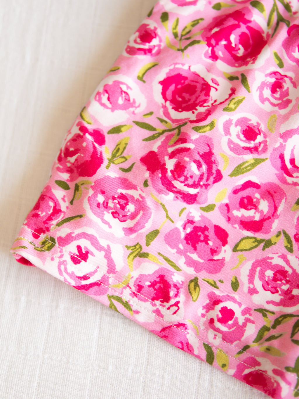 Short Leggy Romper - Covered in Roses Lined Pockets Scoop