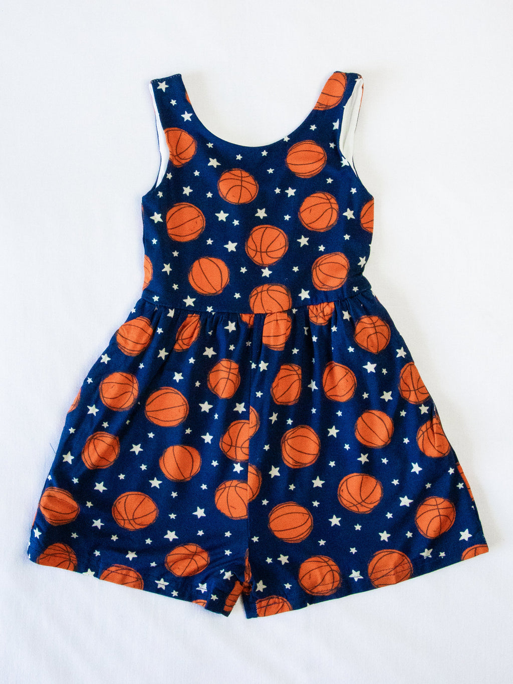 Short Leggy Romper - Basketball Allstars Navy Scoop Back